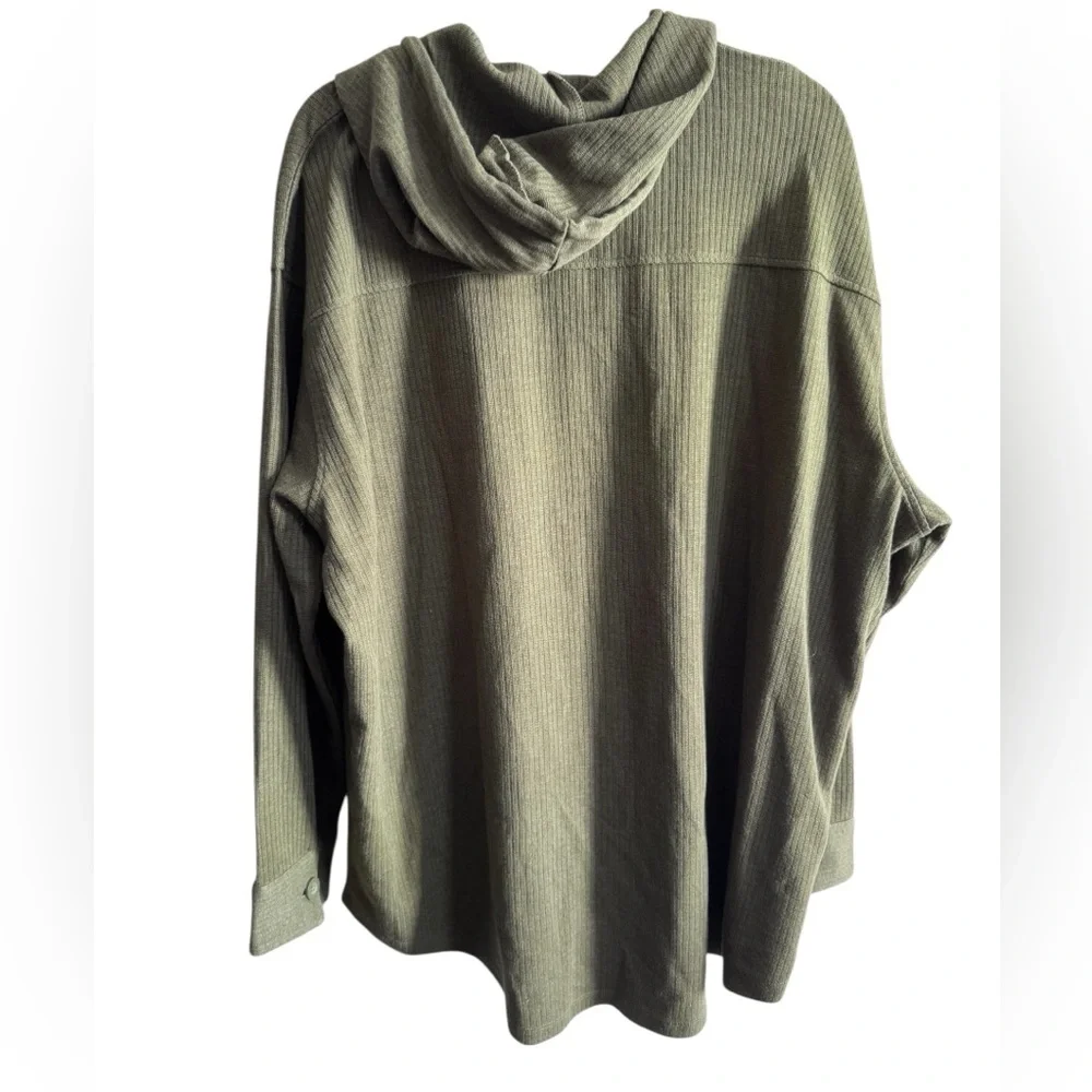 Natural Reflections Olive Hooded Knit Shacket XXL - Picture 2 of 5